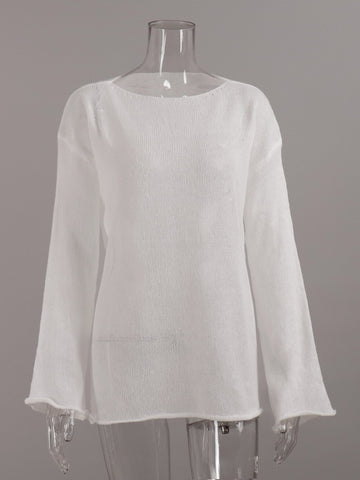 Oversized Lightweight Boat Neck Knit Sweater
