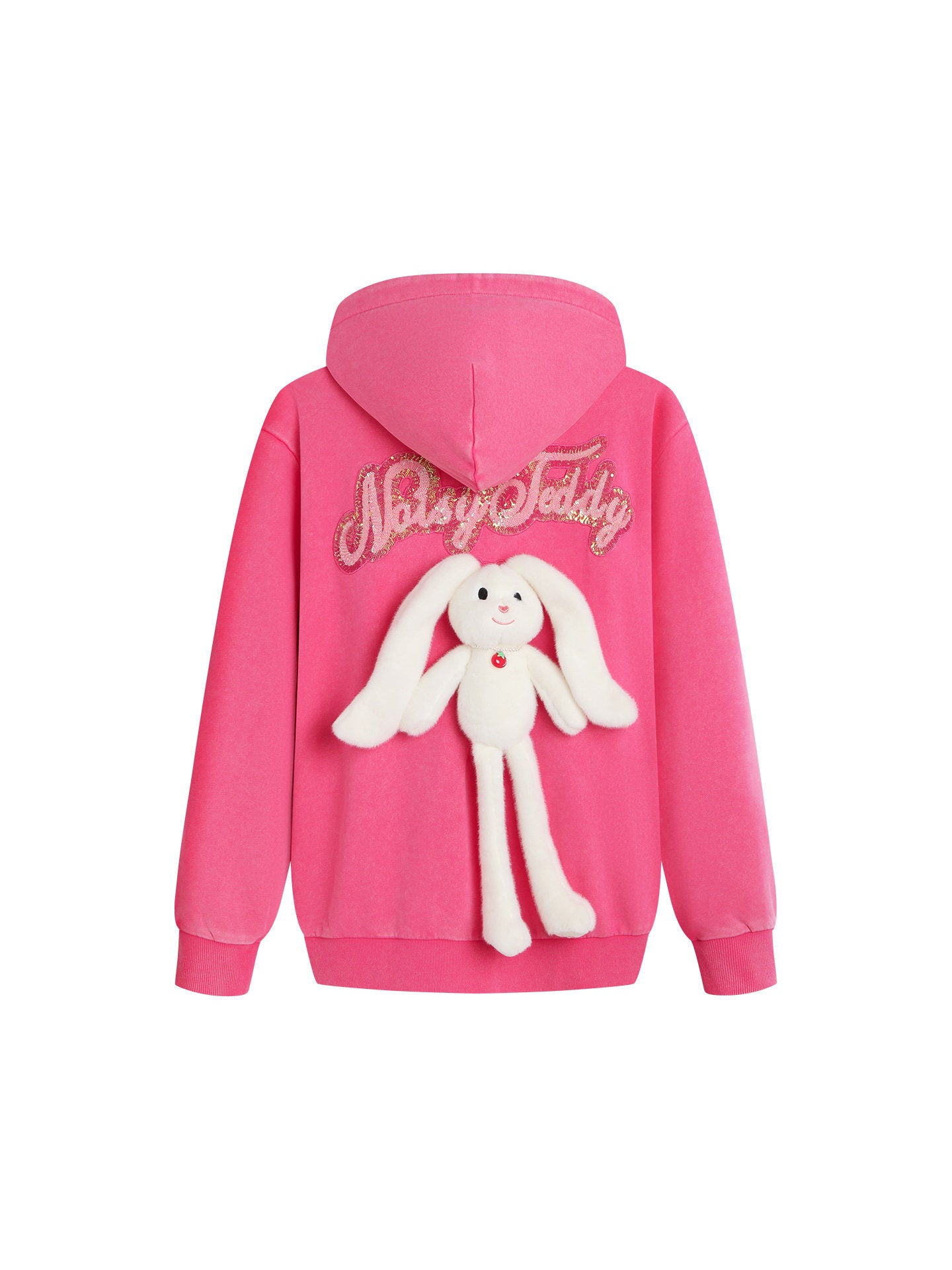 Cute Bunny Graphic Sequin Hooded Jacket