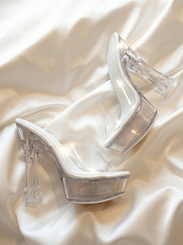 Clear PVC Open-Toe Platform Heel Nightclub High Heel