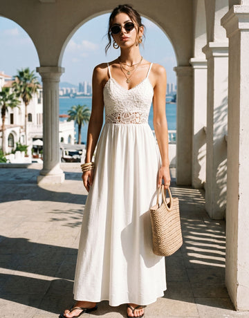 Boho Lace Trim Maxi Dress