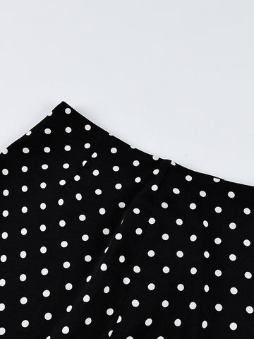 Polka Dot Lace Trim Mini Skirt