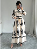 Boho Printed Belted Maxi Dress