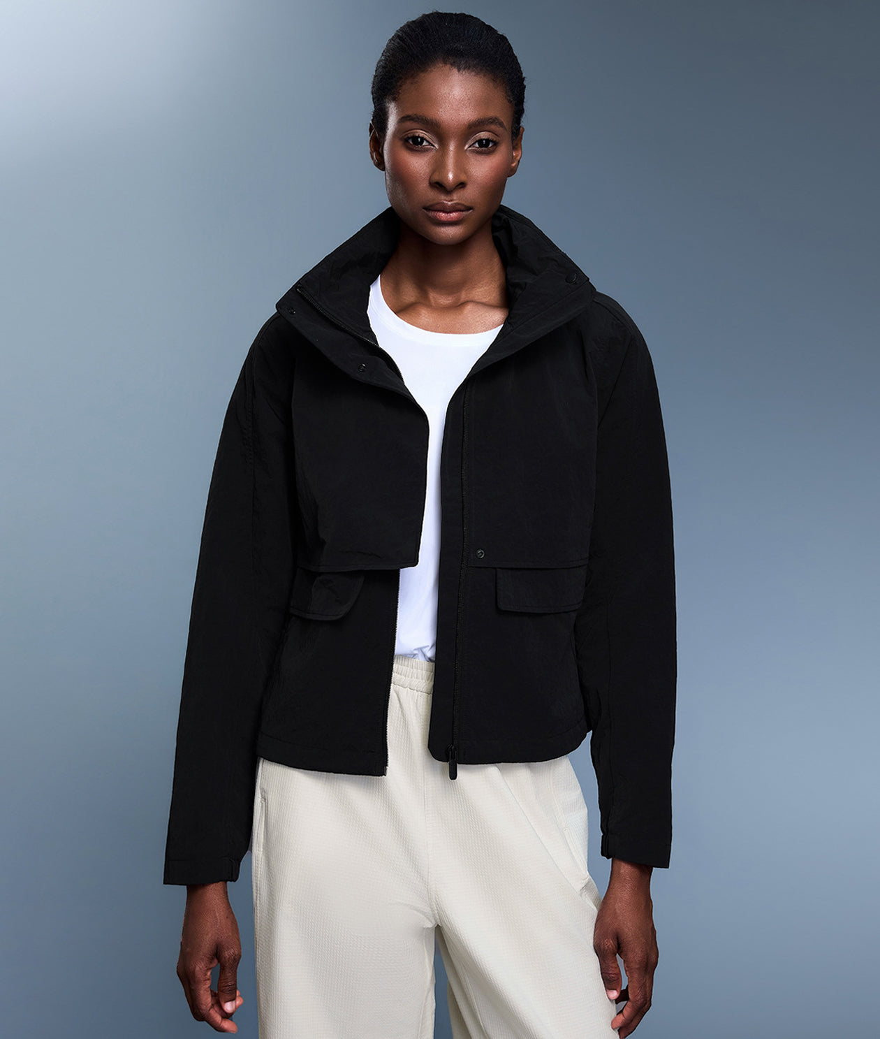 Split-Shoulder Hood Design Active Windbreaker Jacket-Brown