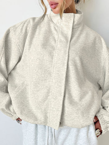Oversized Mock Neck Fleece Jacket