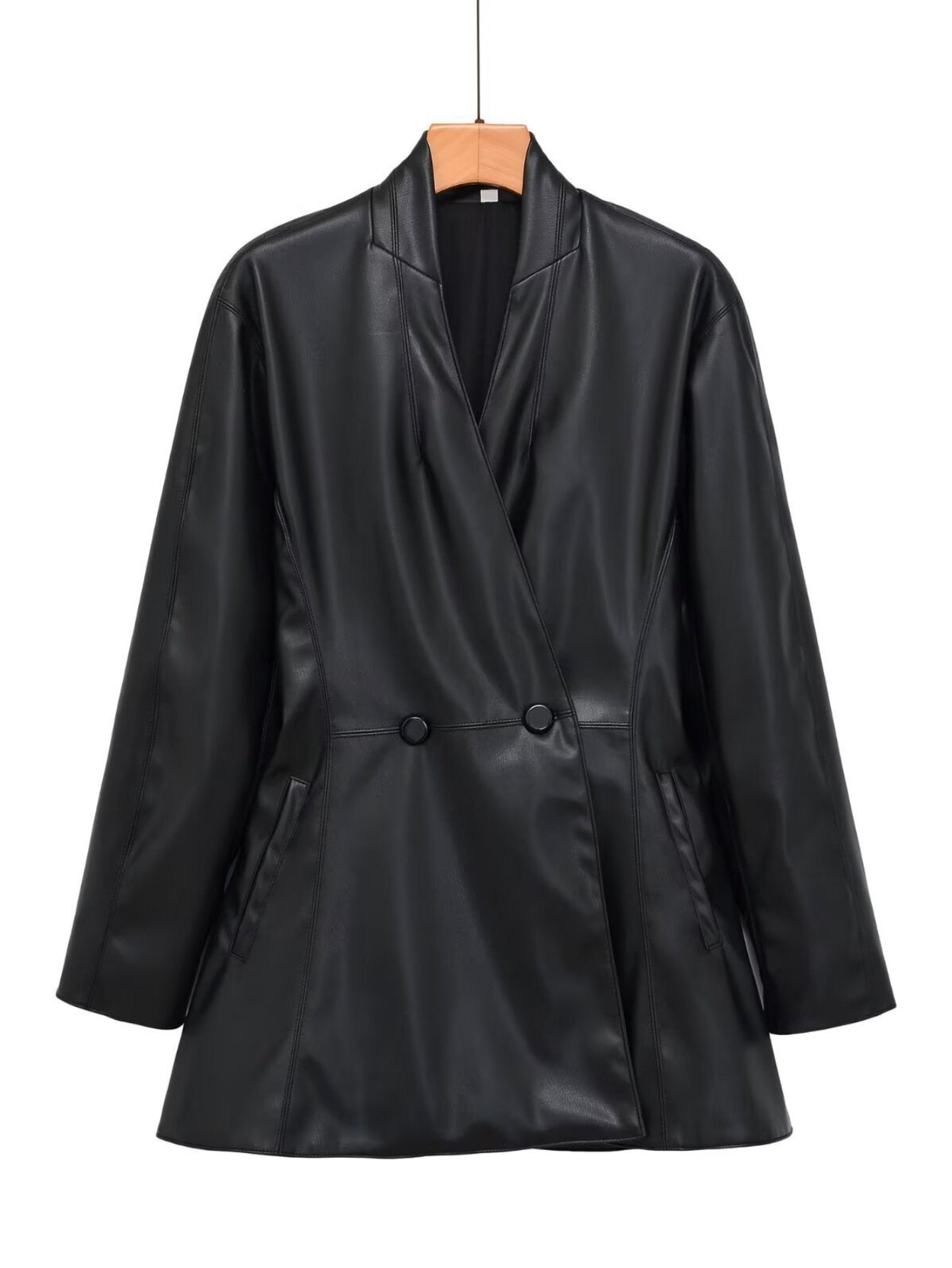Tailored Faux Leather Blazer Jacket