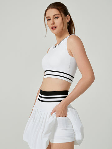 Pleated Skirt Striped Top Tennis Activewear Set-Multicolor