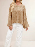 Oversized Cable Knit Bell Sleeve Sweater