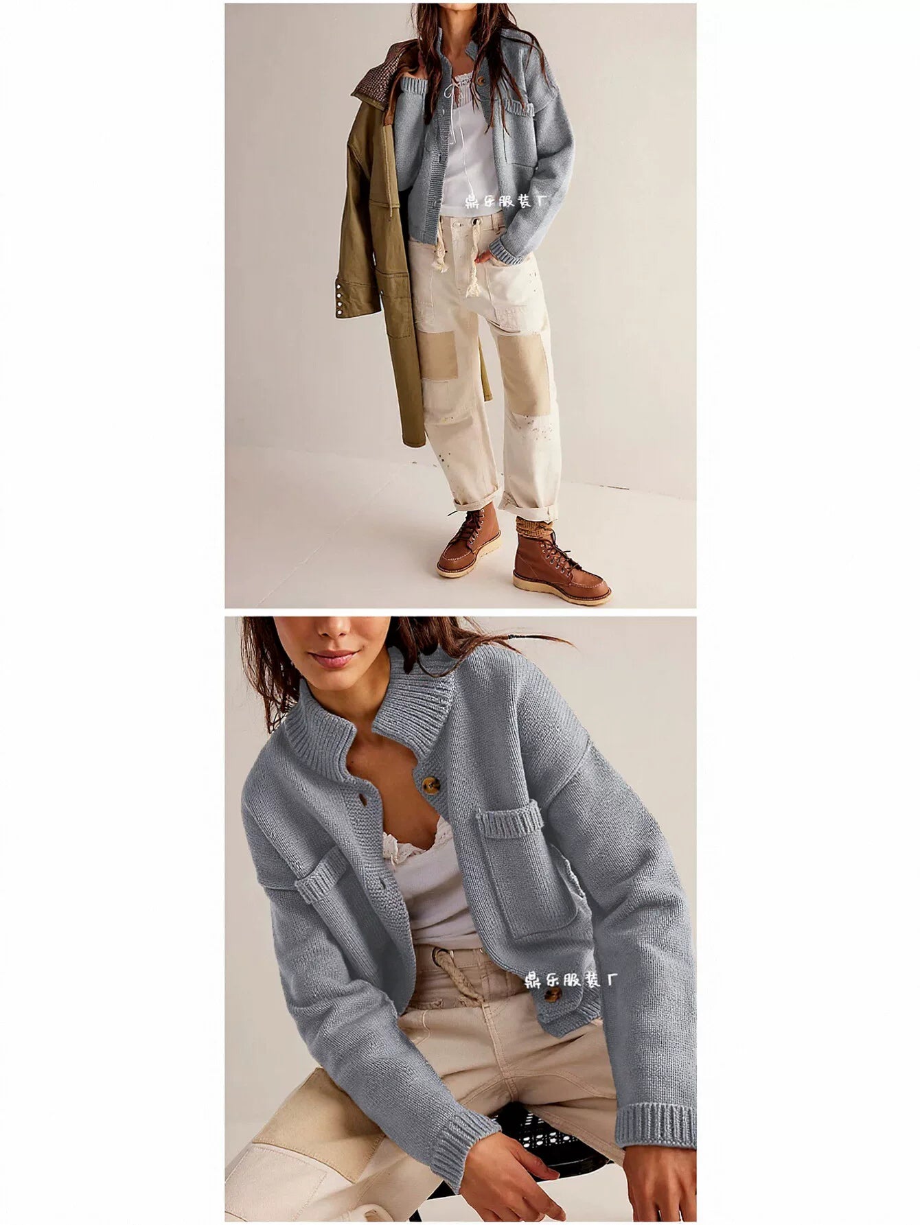 Oversized Chunky Knit Button Up Cardigan