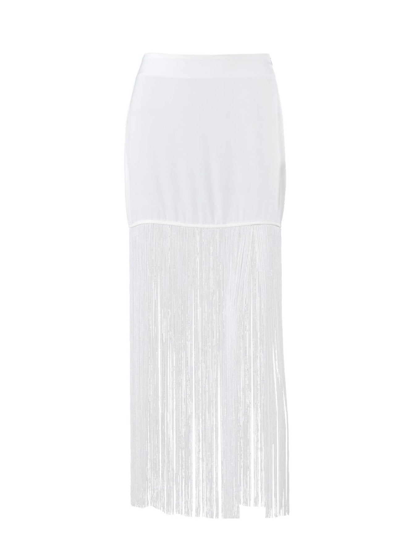 High Slit Fringed Maxi Skirt
