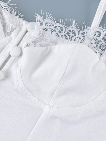 Lace Trim Button Front Corset Top