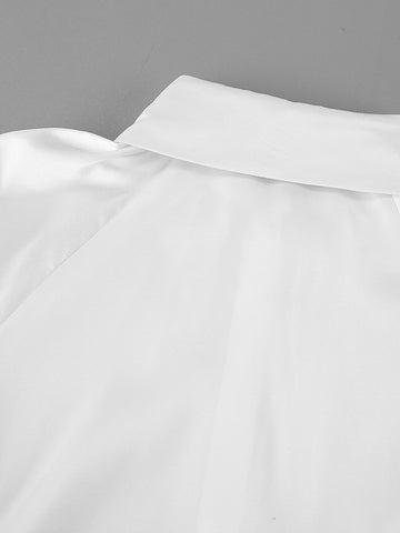 Dramatic Flared Sleeve Satin Button Shirt