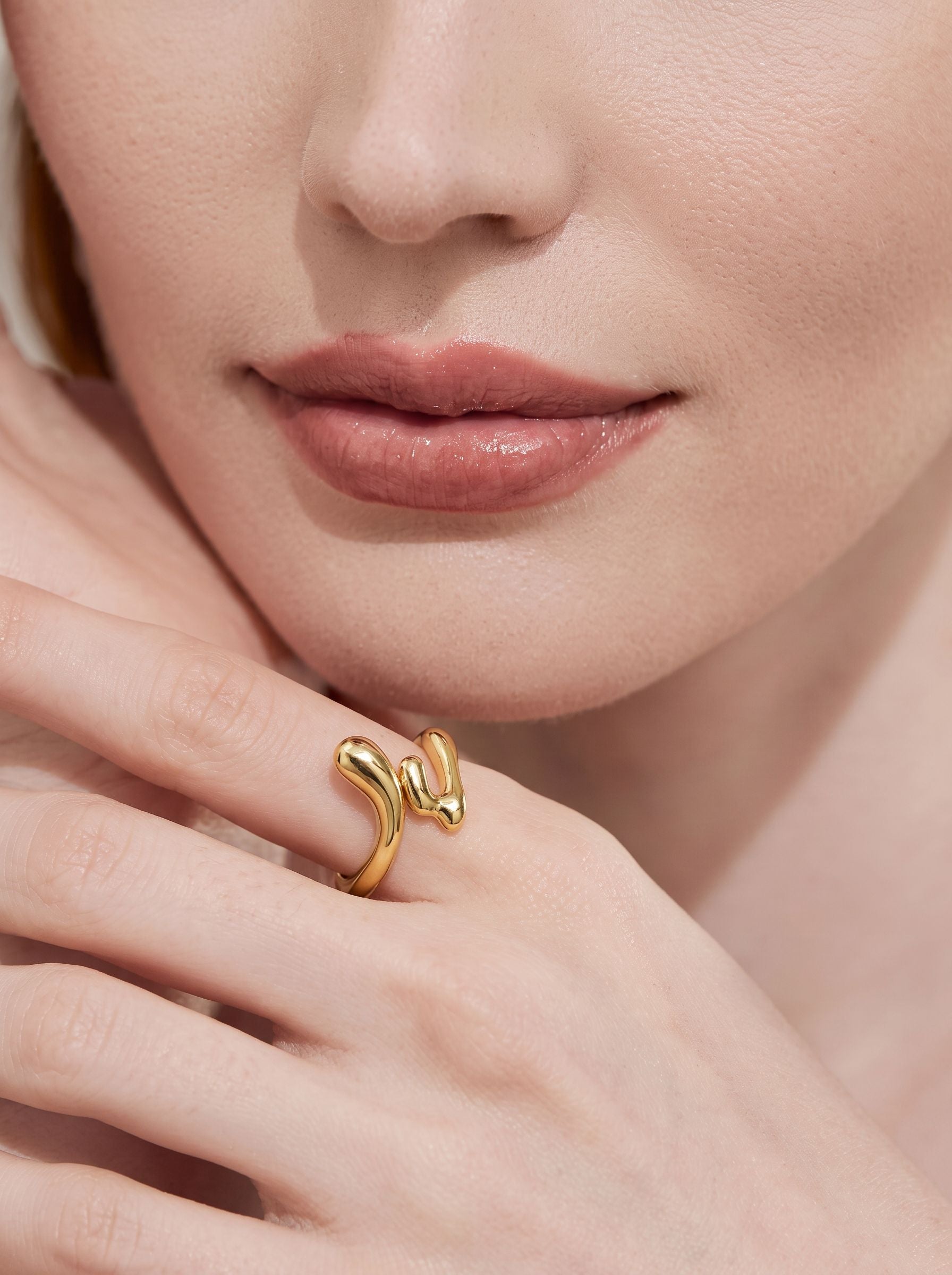 Minimalist Gold Liquid Metal Ring