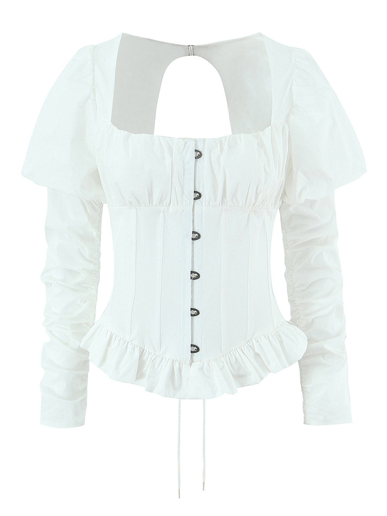 Corset Puff Sleeve Button Down Shirt