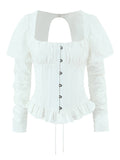 Corset Puff Sleeve Button Down Shirt