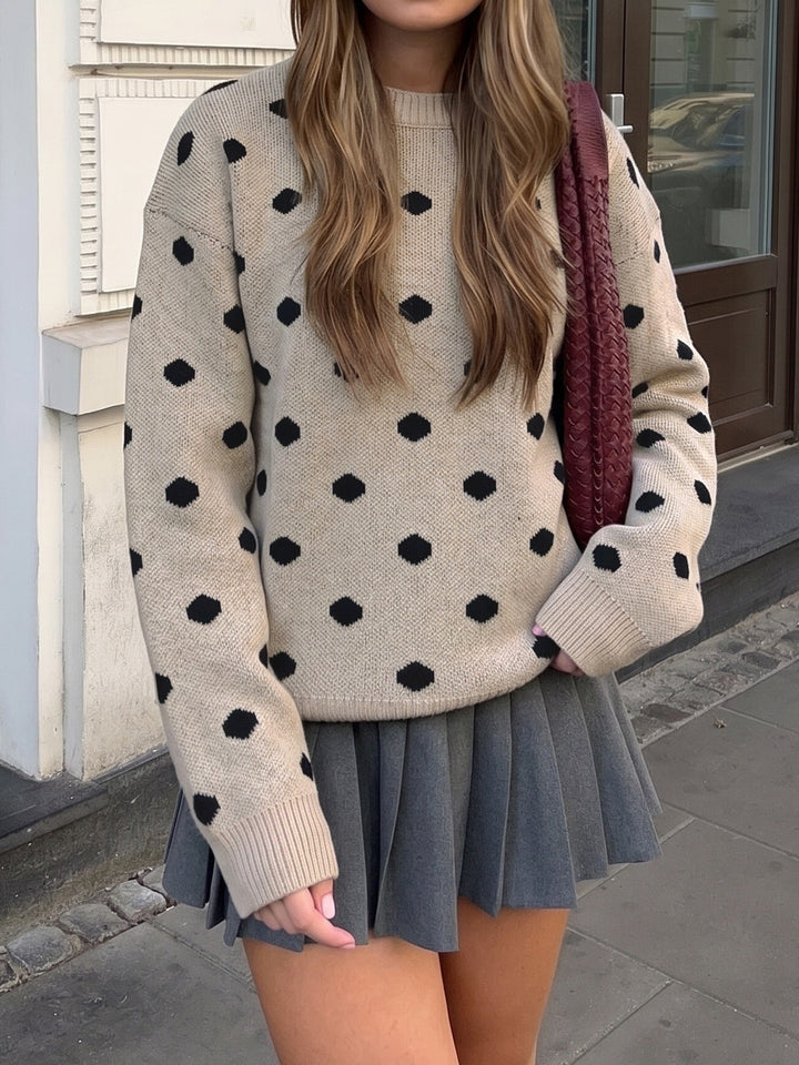 Cozy Polka Dot Knit Sweater