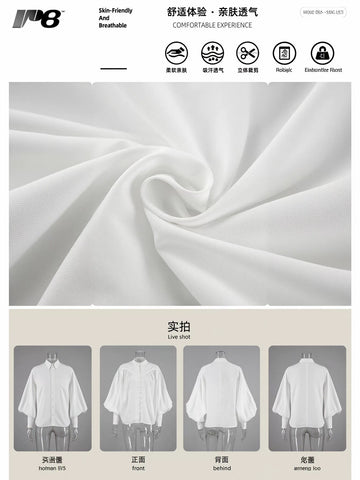 Elegant Balloon Sleeve Button Down Blouse