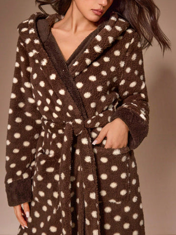 Cozy Plush Polka Dot Bathrobe