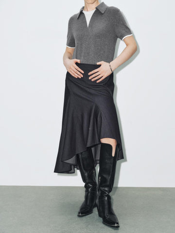 Urban Revivo Irregular Hem Denim Skirts-Blue
