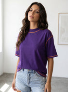 Contrast Stitch Oversized Cotton T-Shirt