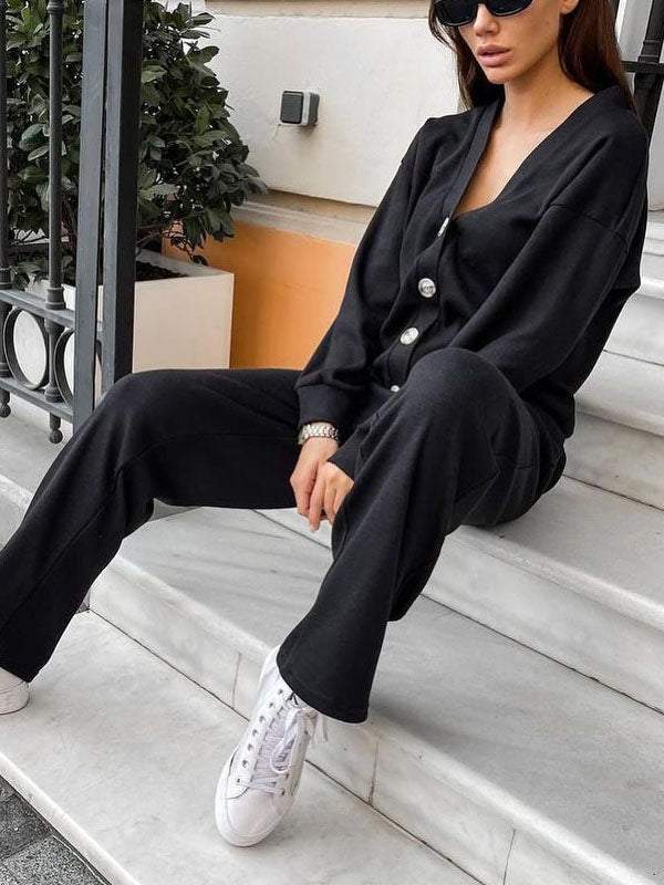 Cozy Knit Button Down Pant Set