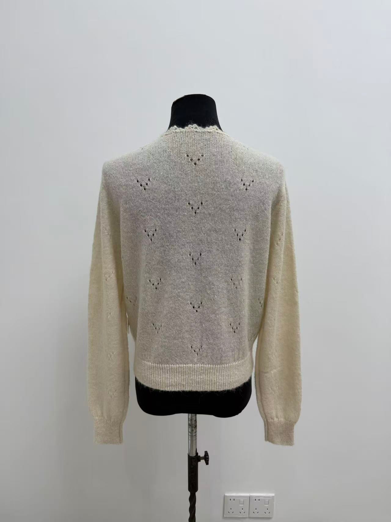 Pointelle Knit Button Up Cardigan