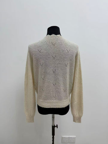 Pointelle Knit Button Up Cardigan