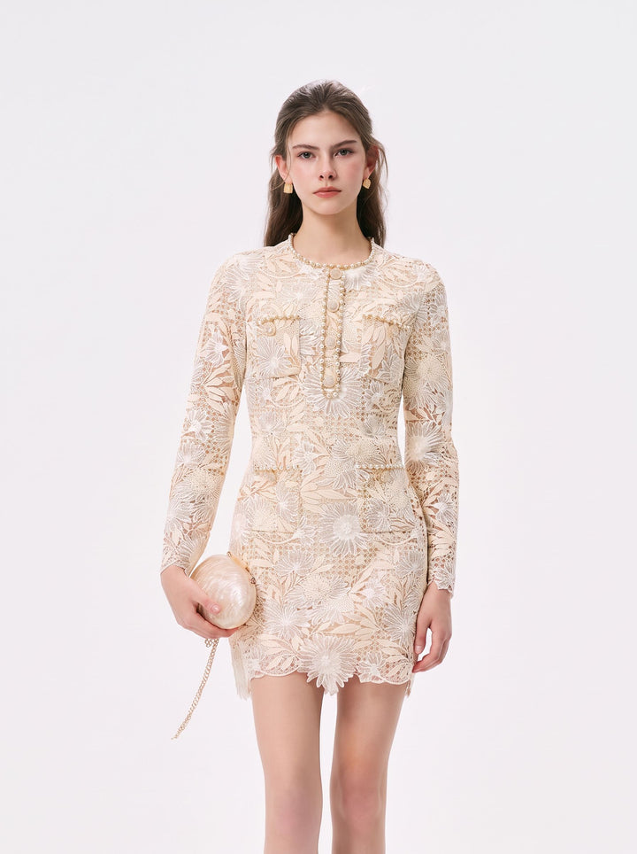 Elegant Floral Lace Mini Dress