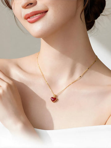Dainty Reversible Heart Pendant Necklace