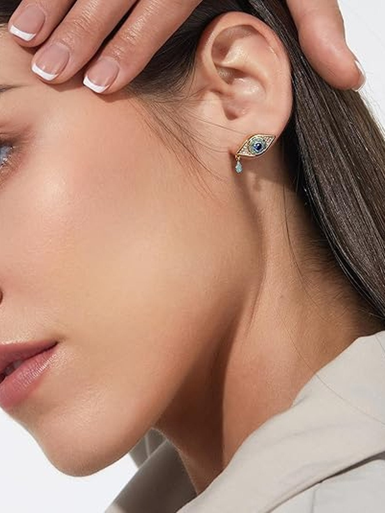 Dainty Gold Evil Eye Stud Earrings