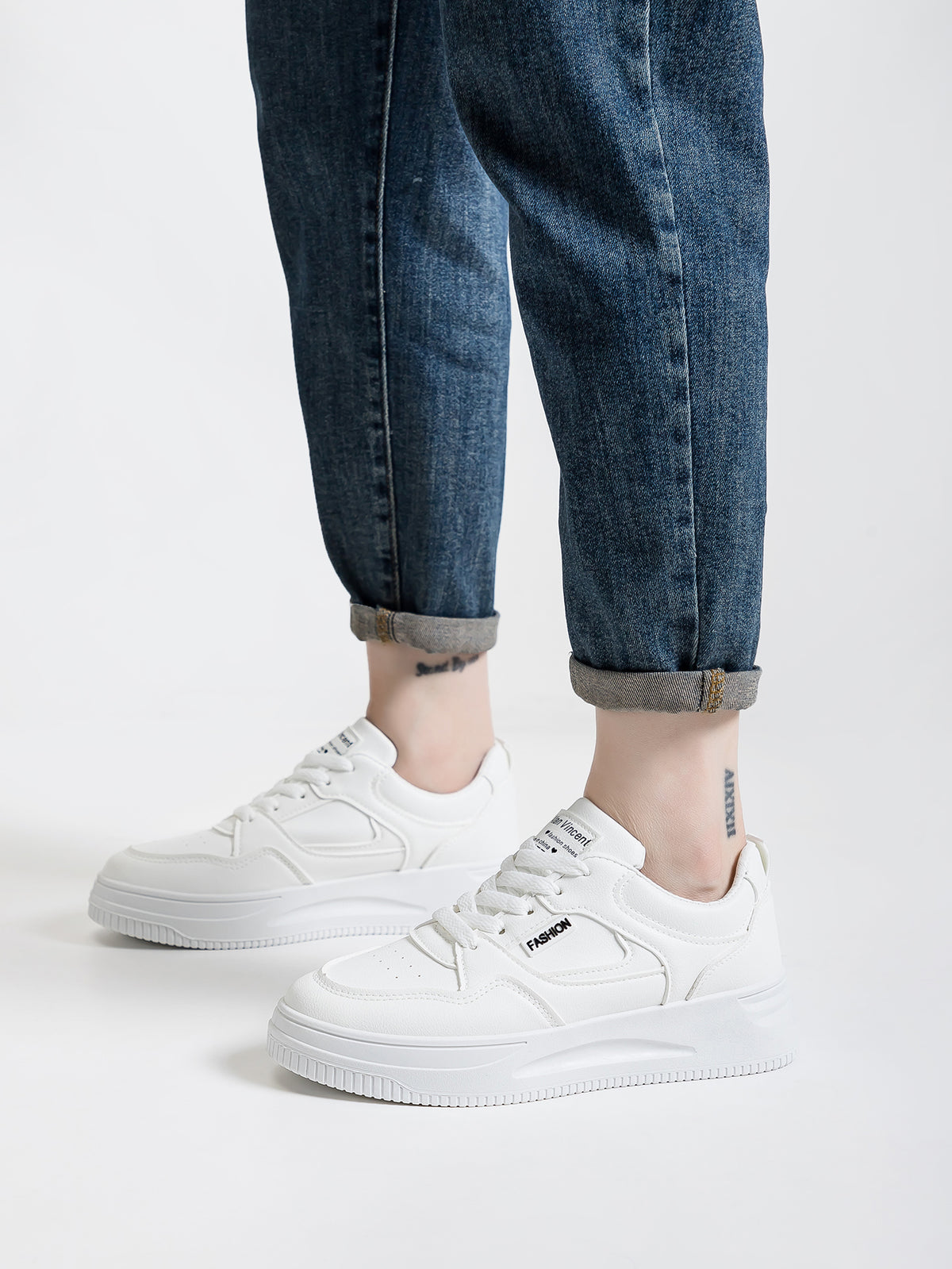 Platform Leather Upper Fashion Casual Shoes