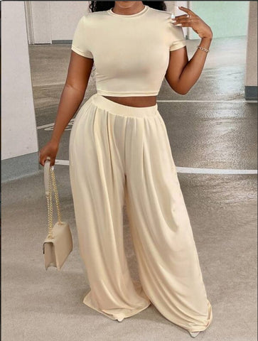 Casual Chic Crop Top Pant Set