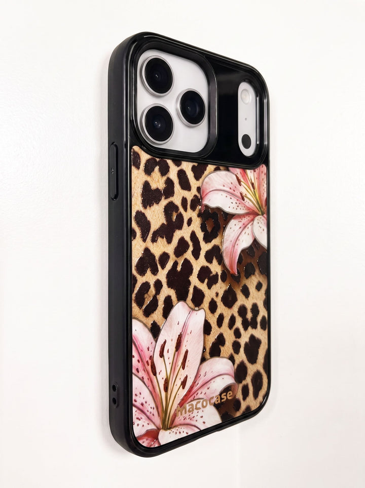 Pink Lily and Leopard Print Phone Case