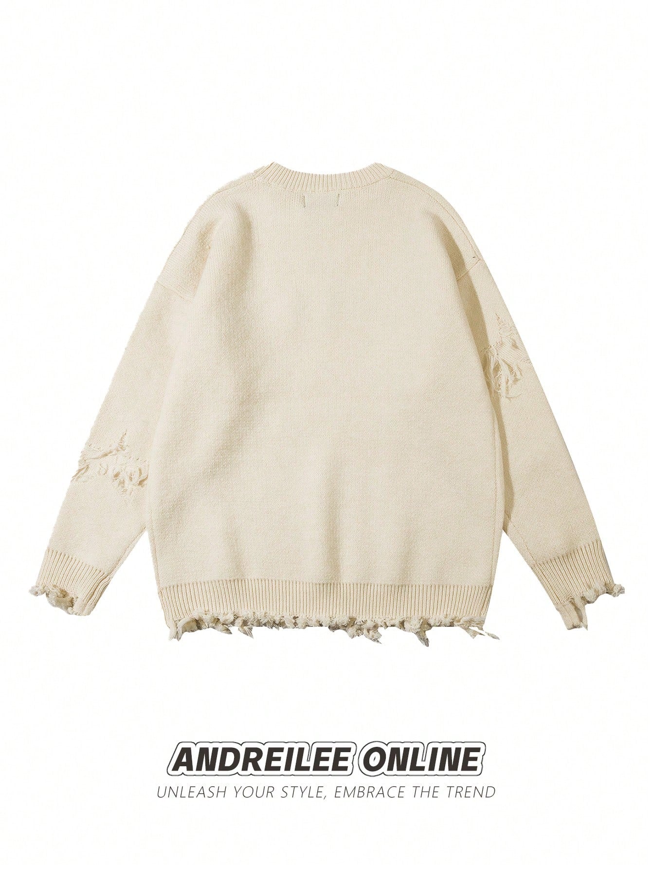 Distressed Oversized Graphic Knit Sweater