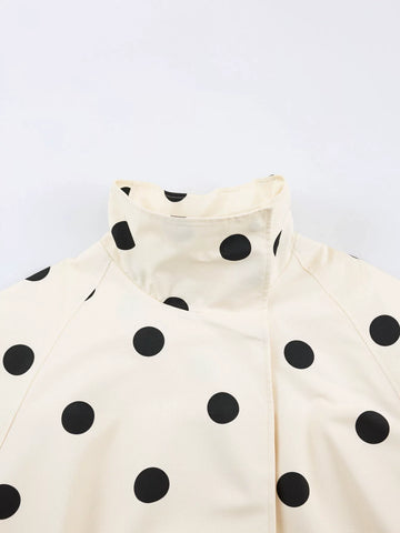 Casual Polka Dot Stand Collar Jacket