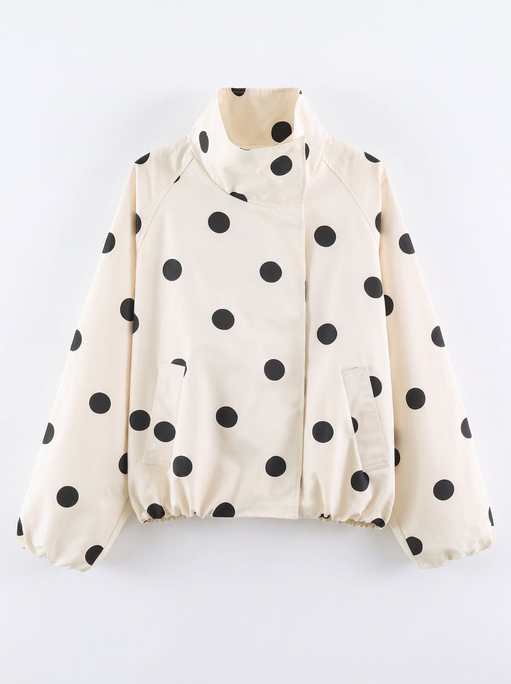 Polka Dot Stand Collar Jacket