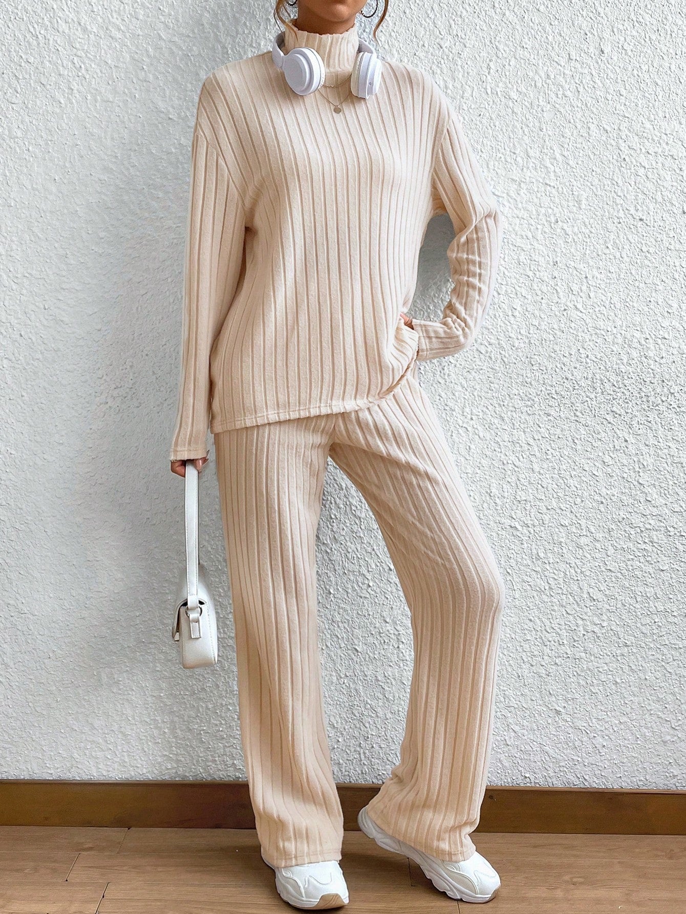 Cozy Ribbed Mock Neck Pants Set