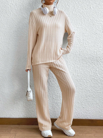 Cozy Ribbed Mock Neck Pants Set