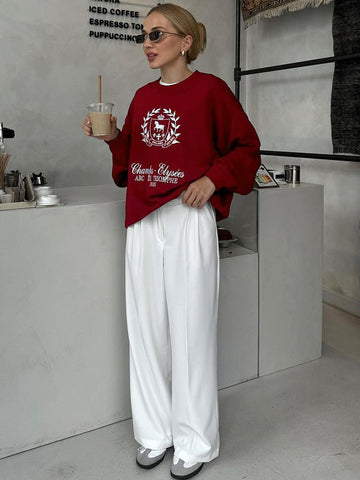 Oversized Graphic Printed Crewneck Sweatshirt