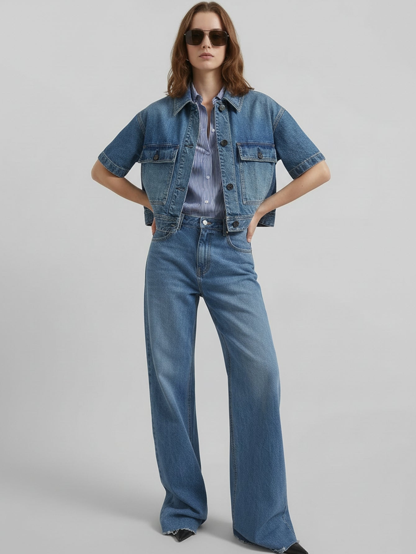 Cropped Pockets Denim Jacket
