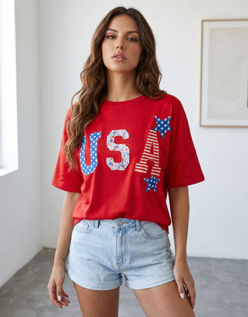 Patriotic USA Graphic Oversized T-Shirt