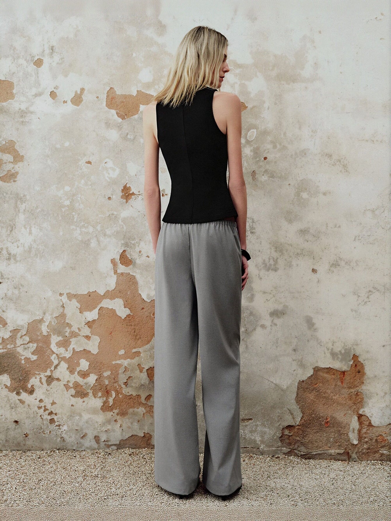 Urban Revivo Wide-Leg Pants-Pink Khaki