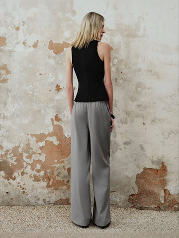 Urban Revivo Wide-Leg Pants-Pink Khaki