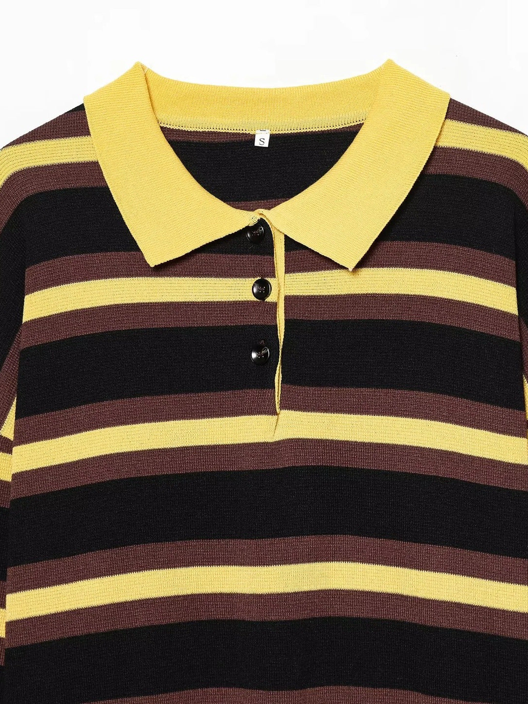 Oversized Striped Polo Collar Sweater
