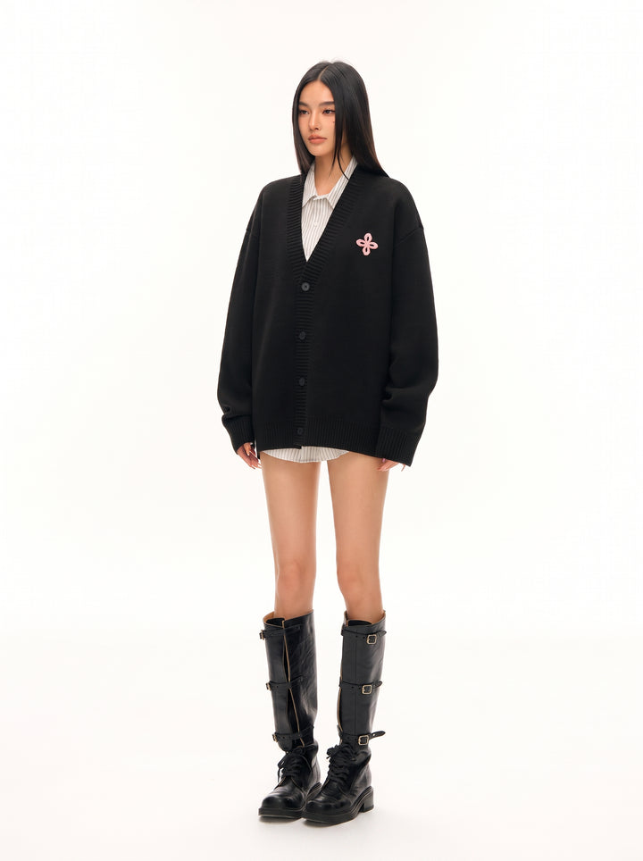 Oversized Graphic Unisex Knit Cardigan