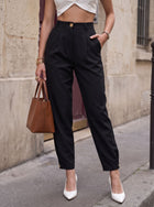 High Waisted Pleated Tapered Trousers