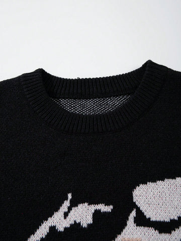 Oversized Anime Graphic Knit Sweater