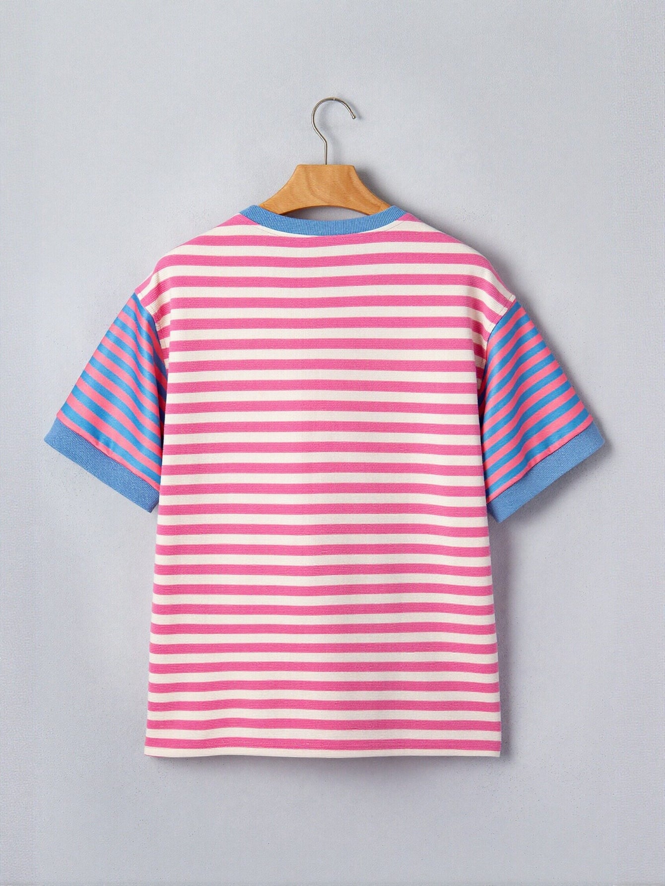 Casual Striped Contrast Trim T Shirt