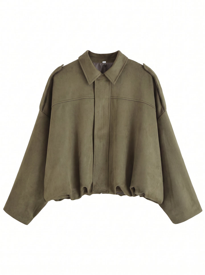 Oversized Suede Bubble Hem Jacket