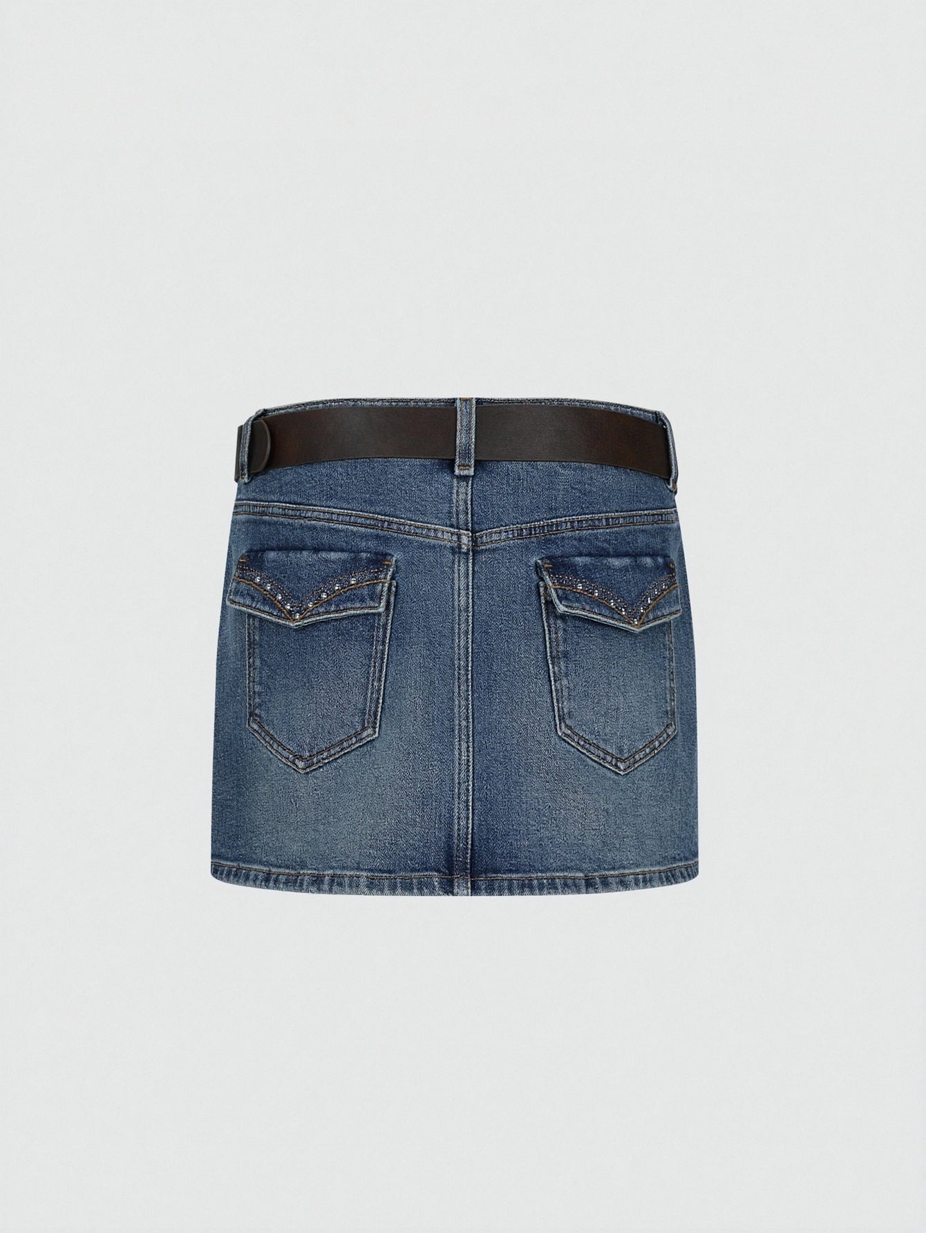 Belted Denim Mini Skirts