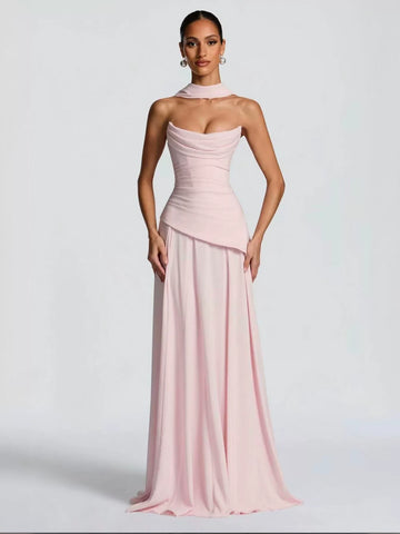 Elegant Draped Corset Maxi Dress